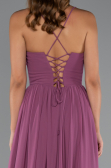 Robe de Soirée Longue Mousseline Couleur Rose ABU5223