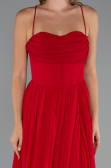 Robe de Soirée Longue Mousseline Rouge ABU5223