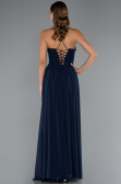 Robe de Soirée Longue Mousseline Bleu Marine ABU5223