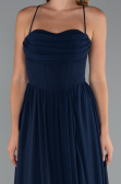 Robe de Soirée Longue Mousseline Bleu Marine ABU5223