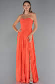 Robe de Soirée Longue Mousseline Orange ABU5223