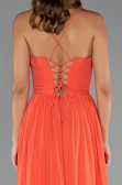Robe de Soirée Longue Mousseline Orange ABU5223