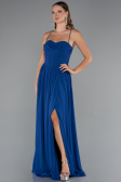 Robe de Soirée Longue Mousseline Bleu Saxe ABU5223