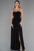 Robe de Soirée Longue Mousseline Noir ABU5223