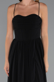 Robe de Soirée Longue Mousseline Noir ABU5223
