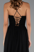 Robe de Soirée Longue Mousseline Noir ABU5223