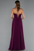 Robe de Soirée Longue Mousseline Couleur Cerise ABU5223