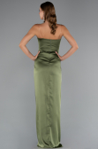 Robe De Soirée Satin Longue Kaki ABU3474