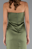 Robe De Soirée Satin Longue Kaki ABU3474