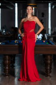 Robe de Soirée Longue Rouge ABU5227