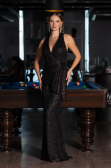 Robe de Soirée Longue Squameuse Noir ABU5209