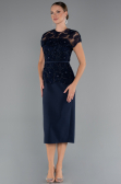 Tenue de Soirée Midi Dantelle Bleu Marine ABK2427