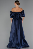 Robe de Soirée Longue Perlé Bleu Marine ABU5234
