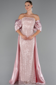 Robe de Soirée Longue Perlé Poudre ABU5234