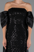 Robe de Soirée Longue Perlé Noir ABU5234