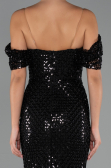 Robe de Soirée Longue Perlé Noir ABU5239