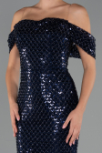 Robe de Soirée Longue Perlé Bleu Marine ABU5239