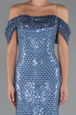 Robe de Soirée Longue Perlé Indigo ABU5239