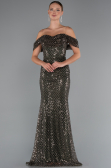 Robe de Soirée Longue Perlé Kaki ABU5239