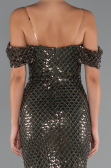 Robe de Soirée Longue Perlé Kaki ABU5239