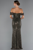 Robe de Soirée Longue Perlé Kaki ABU5239