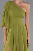 Robe de Soirée Longue Mousseline Pistache vert ABU5259