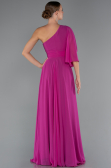 Robe de Soirée Longue Mousseline Fushia ABU5259