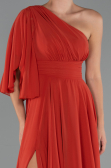 Robe de Soirée Longue Mousseline Brique ABU5259
