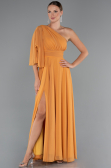 Robe de Soirée Longue Mousseline Orange ABU5259