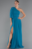 Robe de Soirée Longue Mousseline Vert Pétrole ABU5259