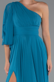 Robe de Soirée Longue Mousseline Vert Pétrole ABU5259