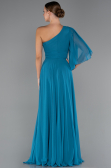 Robe de Soirée Longue Mousseline Vert Pétrole ABU5259