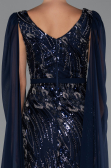 Robe de Soirée Longue Perlé Bleu Marine ABU5248