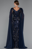 Robe de Soirée Longue Perlé Bleu Marine ABU5248