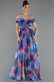 Robe de Soirée Longue Bleu Saxe ABU5262