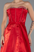 Robe de Soirée Longue Satin Rouge ABU5264
