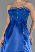 Robe de Soirée Longue Satin Bleu Saxe ABU5264