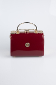 Sac de Soirée Cuir Verni Rouge Bordeaux KC170
