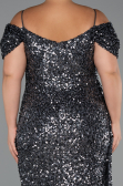 Robe De Soirée Grande Taille Longue Anthracite ABU5232