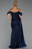 Robe De Fiançailles Grande Taille Longue Squameuse Bleu Marine ABU4086