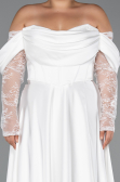 Robe Grande Taille Longue Satin Blanc ABU5261