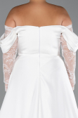 Robe Grande Taille Longue Satin Blanc ABU5261