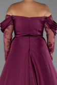 Robe Grande Taille Longue Satin Prune ABU5261
