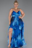 Robe De Graduation Grande Taille Longue Bleu Saxe ABU5267