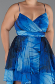 Robe De Graduation Grande Taille Longue Bleu Saxe ABU5267