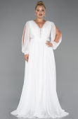 Robe Grande Taille Longue Mousseline Blanc ABU5276