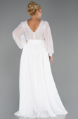 Robe Grande Taille Longue Mousseline Blanc ABU5276