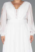 Robe Grande Taille Longue Mousseline Blanc ABU5276