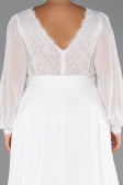 Robe Grande Taille Longue Mousseline Blanc ABU5276