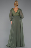 Robe Grande Taille Longue Mousseline Kaki ABU5276